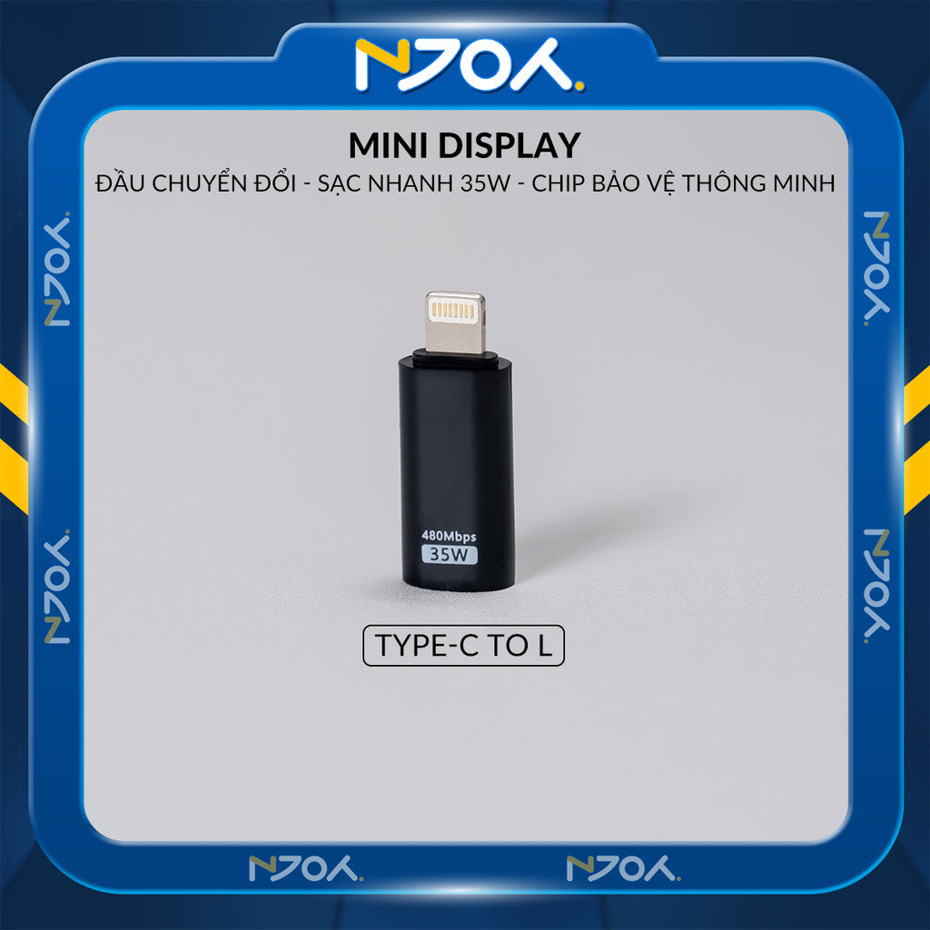Đầu Chuyển Type-C to Lightning 35W Njoy Màn Hình Led Cho Điện Thoại iPhone 16 Pro Max 15 14 13 12 11
