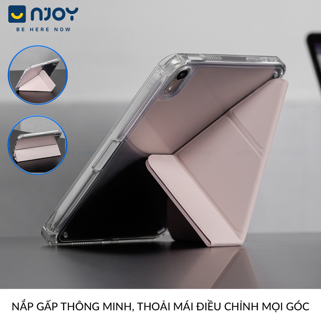 Bao Da Ốp Lưng iPad Trong Suốt Chống Sốc Mặt Lưng Gấp Gọn Chữ Y Có Khay Đựng Bút Apple Pencil