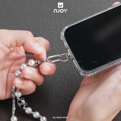 Dây Đeo Tay Điện Thoại Hạt Ngọc Chai Hình Panda Mèo Cá Dễ Thương Kèm Tag Cho iPhone Samsung