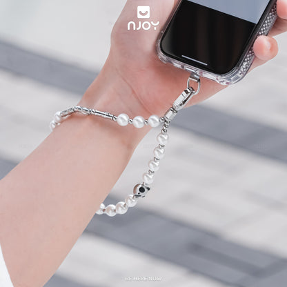 Dây Đeo Tay Điện Thoại Hạt Ngọc Chai Hình Panda Mèo Cá Dễ Thương Kèm Tag Cho iPhone Samsung