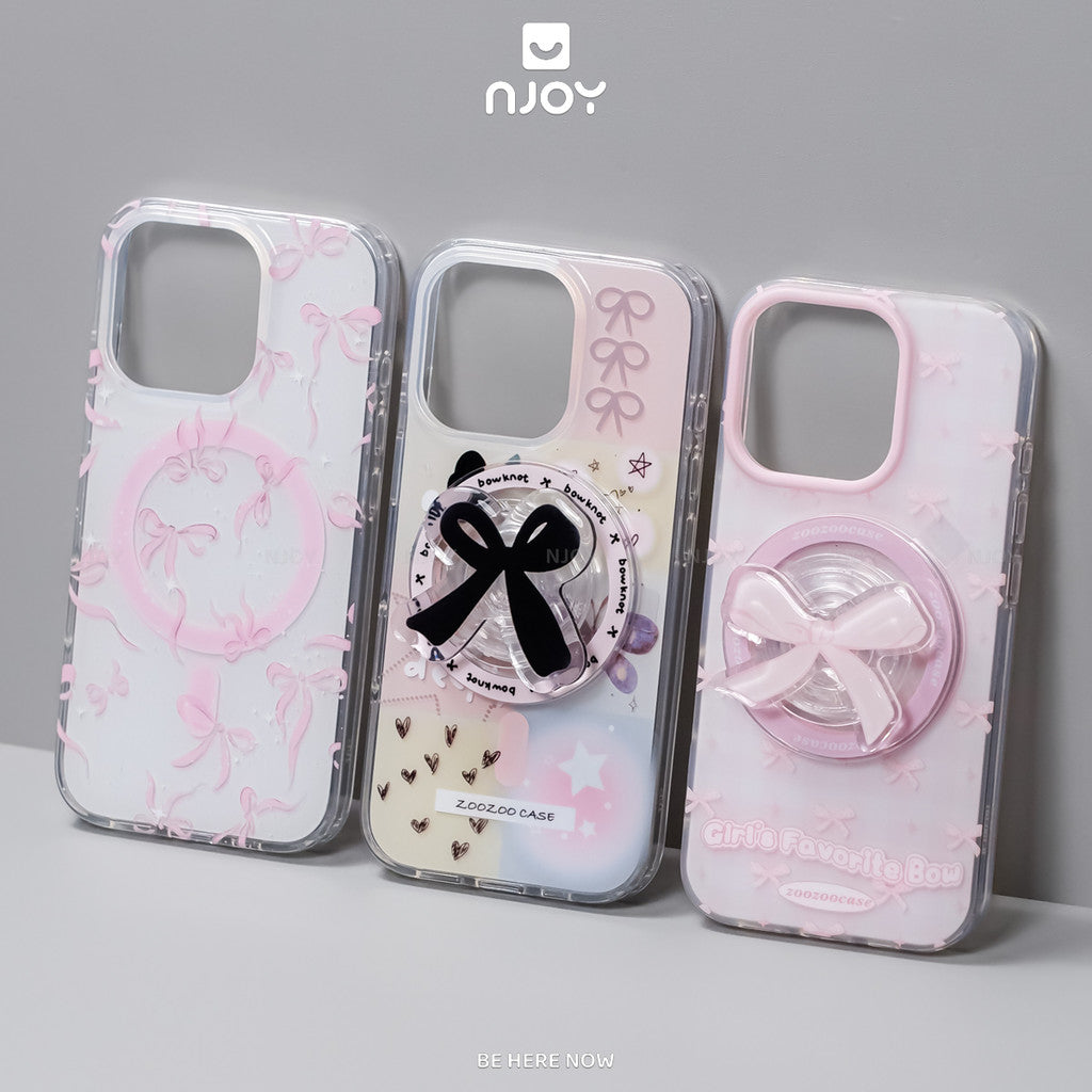 Ốp Lưng In Hình Bowknot Chiếc Nơ Kèm Giá Đỡ Popsocket Cho Điện Thoại iPhone 17 Pro Max 16 15 14 13
