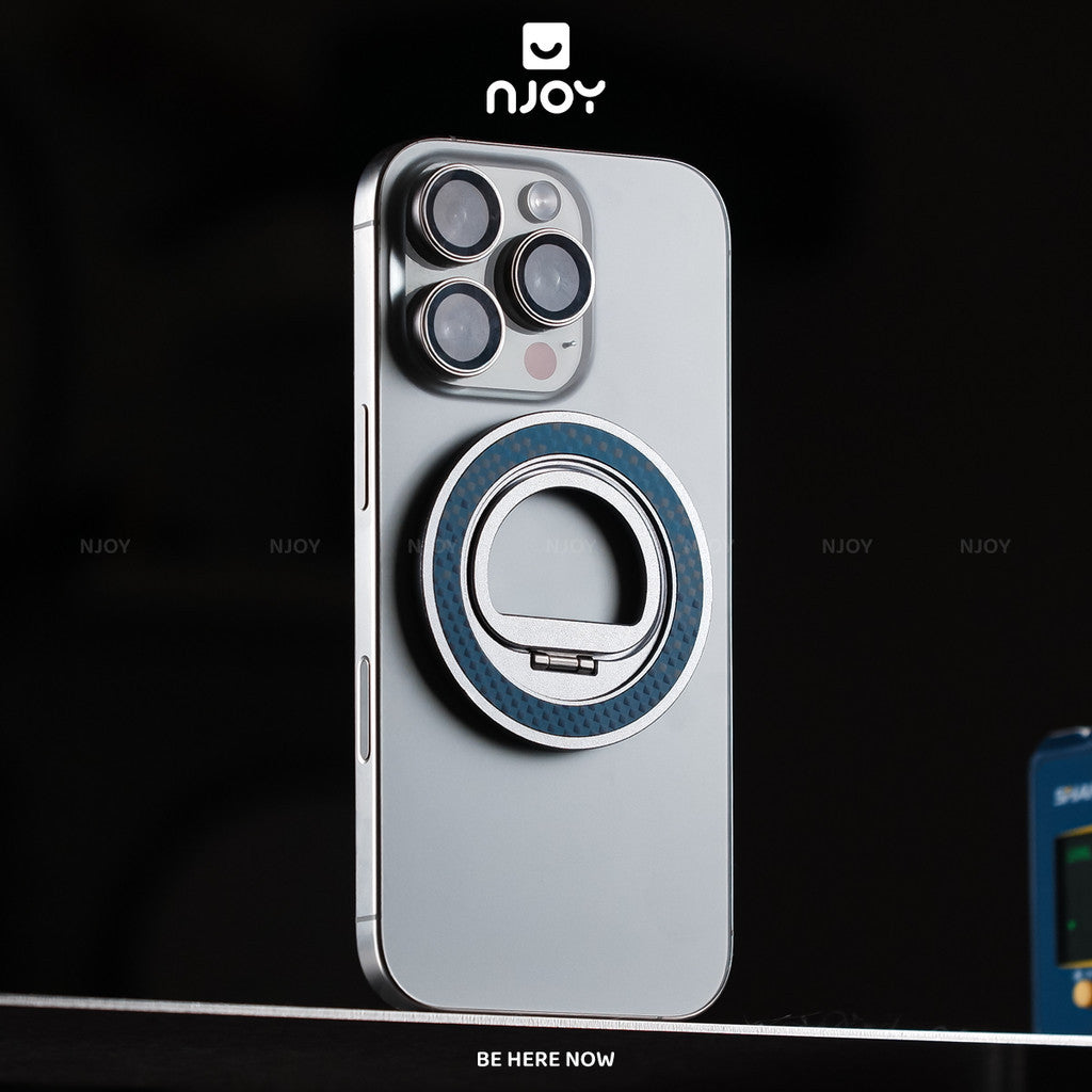 Giá Đỡ Điện Thoại Vân Carbon Cao Cấp Siêu Mỏng Xoay 360 Độ Hít Magsafe Cho Điện Thoại iPhone Samsung