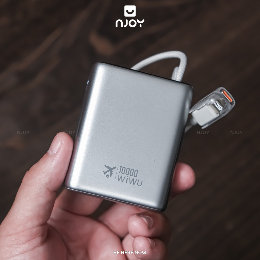 Sạc Dự Phòng 10000mAh Wiwu Plus Sạc Nhanh Pd22.5W Kèm Cáp Sạc Type C iPhone Vỏ Nhôm Nhỏ Gọn Cao Cấp