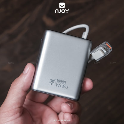 Sạc Dự Phòng 10000mAh Wiwu Plus Sạc Nhanh Pd22.5W Kèm Cáp Sạc Type C iPhone Vỏ Nhôm Nhỏ Gọn Cao Cấp
