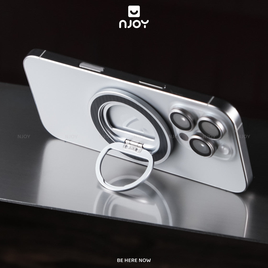 Giá Đỡ Điện Thoại Vân Carbon Cao Cấp Siêu Mỏng Xoay 360 Độ Hít Magsafe Cho Điện Thoại iPhone Samsung