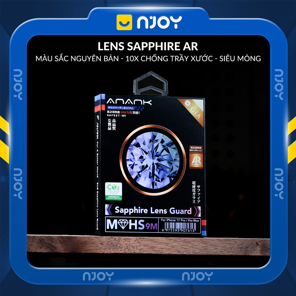 Cường Lực Camera Anank Sapphire Chuẩn GIA Cao Cấp Chống Xước Cho Điện Thoại iPhone 17 Pro Max