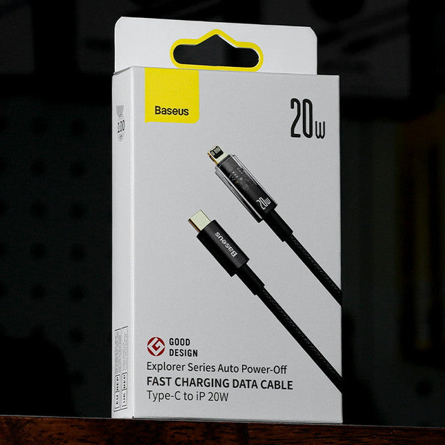 Dây Cáp Sạc Tự Ngắt Baseus 20W Có Đèn Led Dài 1m 2m Cho Điện Thoại iPhone 14 Pro Max 13 12 11 Xsmax