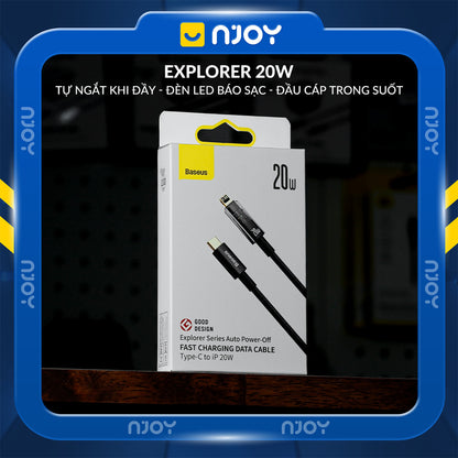 Dây Cáp Sạc Tự Ngắt Baseus 20W Có Đèn Led Dài 1m 2m Cho Điện Thoại iPhone 14 Pro Max 13 12 11 Xsmax