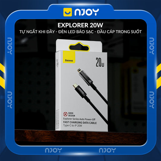 Dây Cáp Sạc Tự Ngắt Baseus 20W Có Đèn Led Dài 1m 2m Cho Điện Thoại iPhone 14 Pro Max 13 12 11 Xsmax