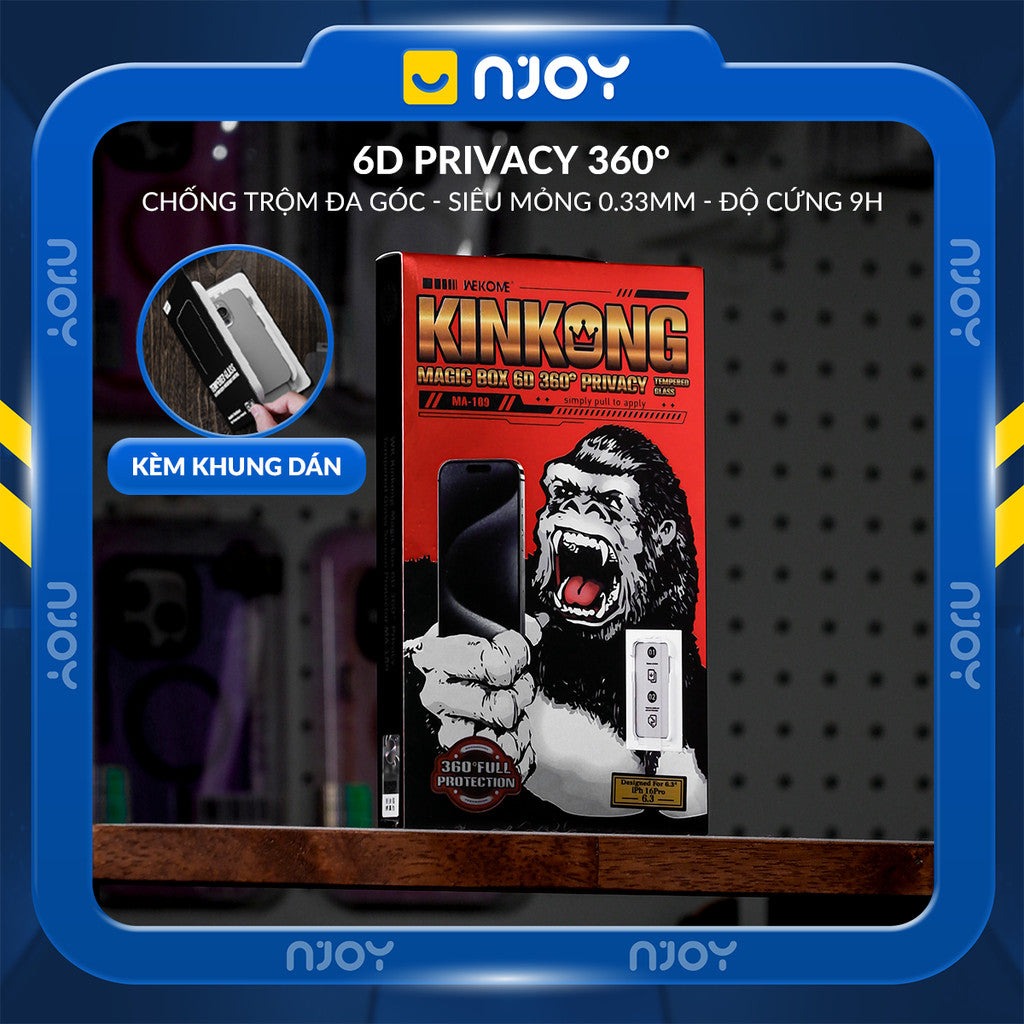 Kính Cường Lực Chống Trộm 360 Độ Kinkong Tự Dán Magic Box Cho Điện Thoại iPhone 17 Pro Max 16 15 14