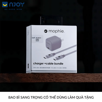Bộ Cáp Sạc Mophie 30W Cao Cấp Chip GaN Tản Nhiệt Cho Điện Thoại iPhone 17 Pro Max 16 15 iPad Macbook