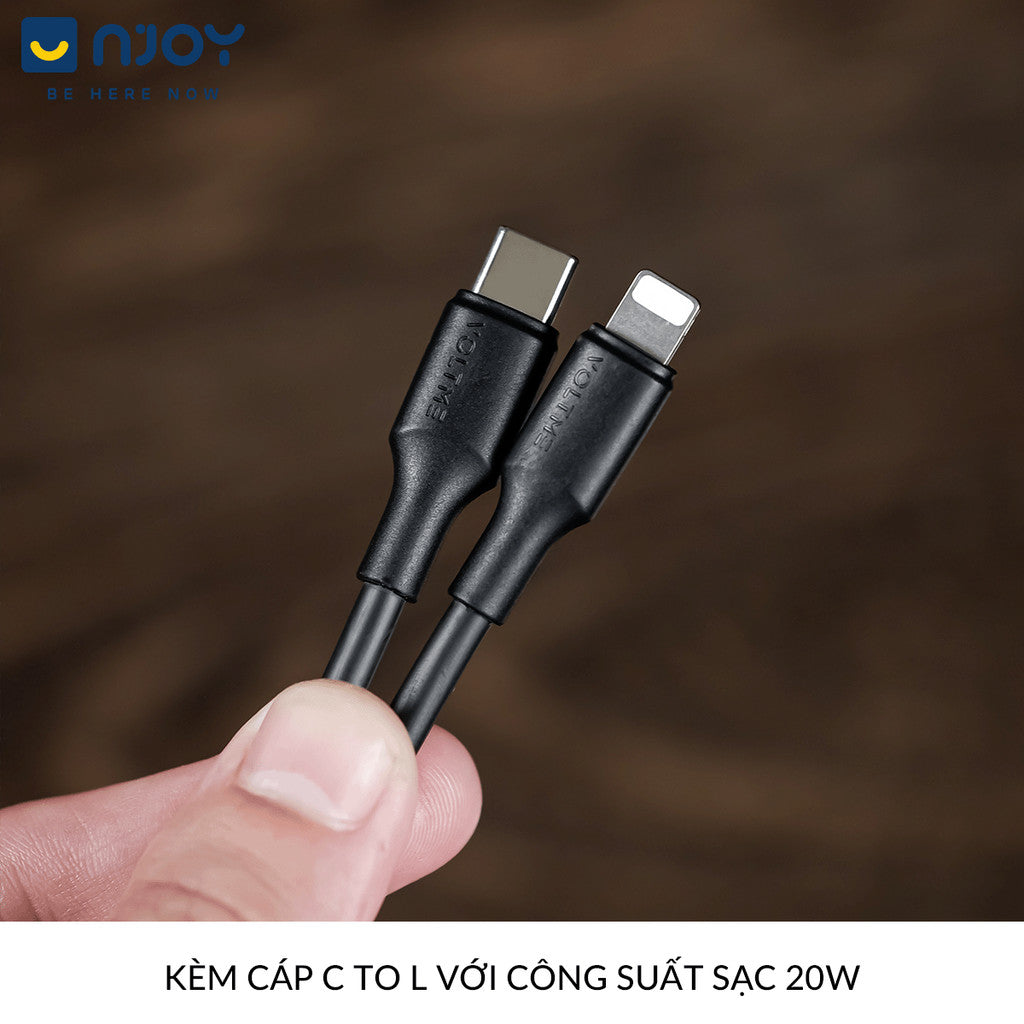 Bộ Cáp Sạc Voltme 20W GaN Hỗ Trợ Sạc Nhanh QC3.0 PD3.0 Cho Điện Thoại iPhone 14 Pro Max 13 12 11