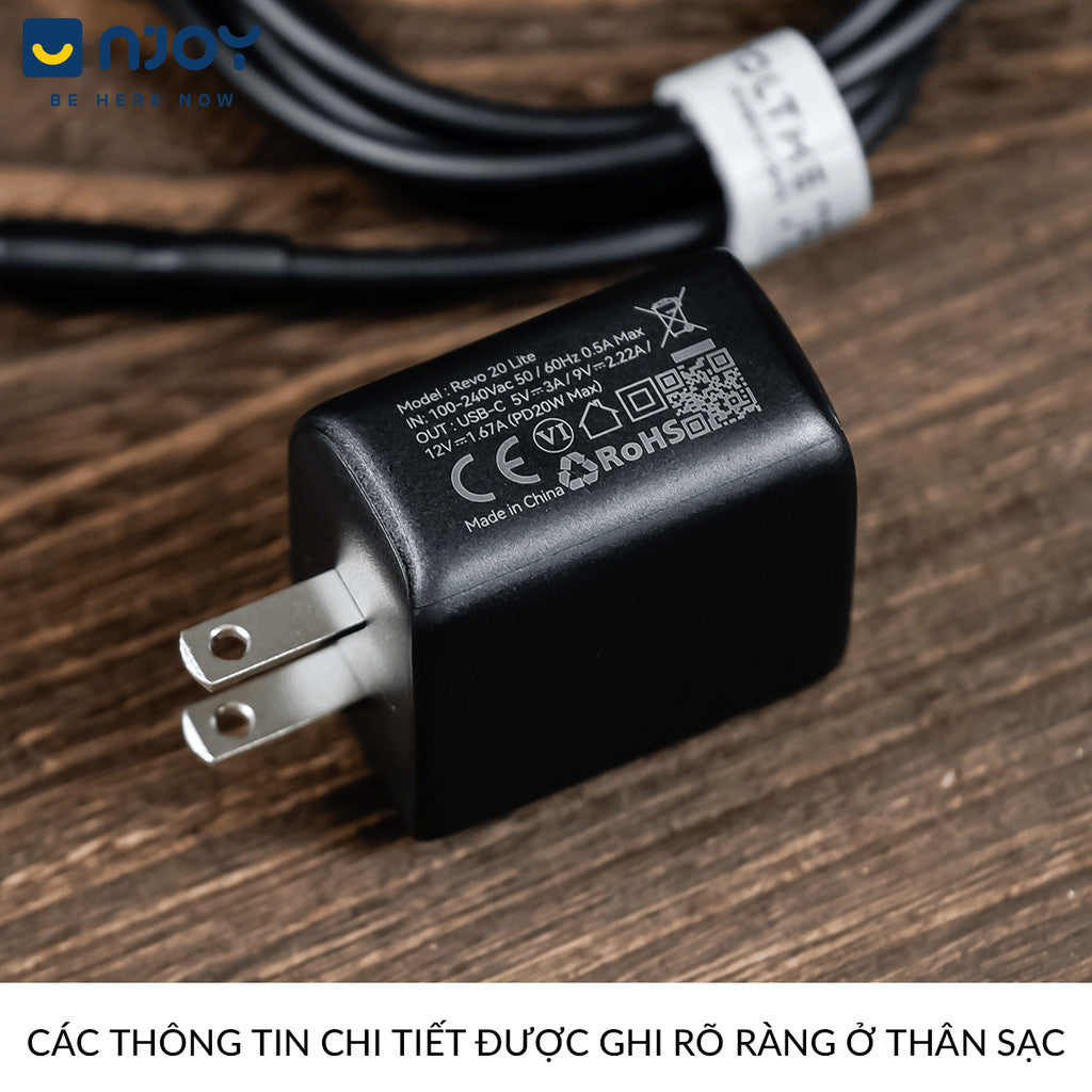 Bộ Cáp Sạc Voltme 20W GaN Hỗ Trợ Sạc Nhanh QC3.0 PD3.0 Cho Điện Thoại iPhone 14 Pro Max 13 12 11