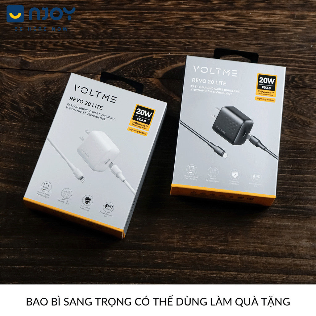 Bộ Cáp Sạc Voltme 20W GaN Hỗ Trợ Sạc Nhanh QC3.0 PD3.0 Cho Điện Thoại iPhone 14 Pro Max 13 12 11