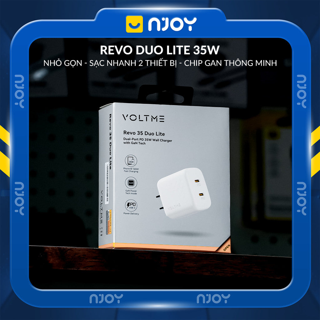 Củ Sạc 2 Cổng Voltme 35W GaN Nhỏ Gọn Sạc Nhanh PD3.0 QC3.0 PPS Cho Điện Thoại iPhone iPad Macbook