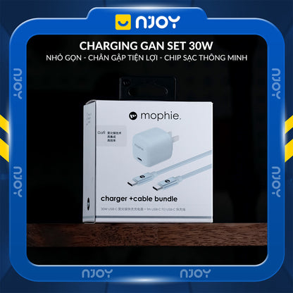 Bộ Cáp Sạc Mophie 30W Cao Cấp Chip GaN Tản Nhiệt Cho Điện Thoại iPhone 17 Pro Max 16 15 iPad Macbook