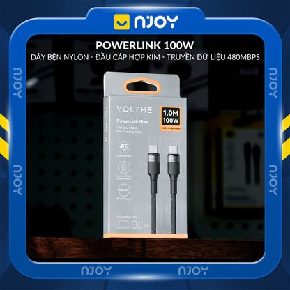Dây Cáp Sạc Nhanh Voltme PD 100W Type To Type C Độ Dài 1M Cho Điện Thoại iPhone iPad Laptop Macbook