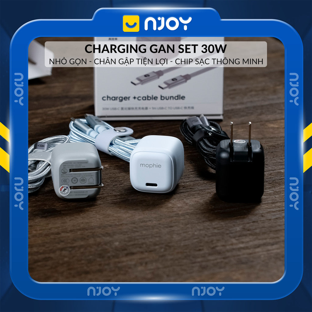 Bộ Cáp Sạc Mophie 30W Cao Cấp Chip GaN Tản Nhiệt Cho Điện Thoại iPhone 17 Pro Max 16 15 iPad Macbook