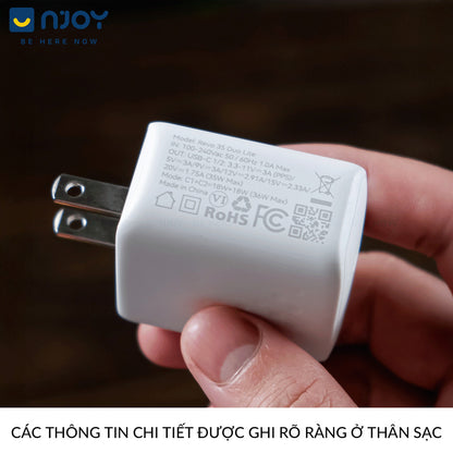 Củ Sạc 2 Cổng Voltme 35W GaN Nhỏ Gọn Sạc Nhanh PD3.0 QC3.0 PPS Cho Điện Thoại iPhone iPad Macbook