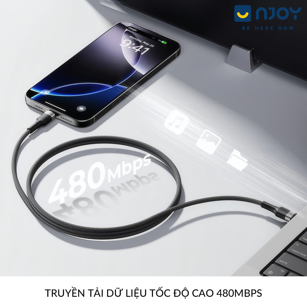 Dây Cáp Sạc Nhanh Voltme PD 100W Type To Type C Độ Dài 1M Cho Điện Thoại iPhone iPad Laptop Macbook