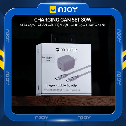 Bộ Cáp Sạc Mophie 30W Cao Cấp Chip GaN Tản Nhiệt Cho Điện Thoại iPhone 17 Pro Max 16 15 iPad Macbook