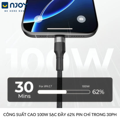 Dây Cáp Sạc Nhanh Voltme PD 100W Type To Type C Độ Dài 1M Cho Điện Thoại iPhone iPad Laptop Macbook