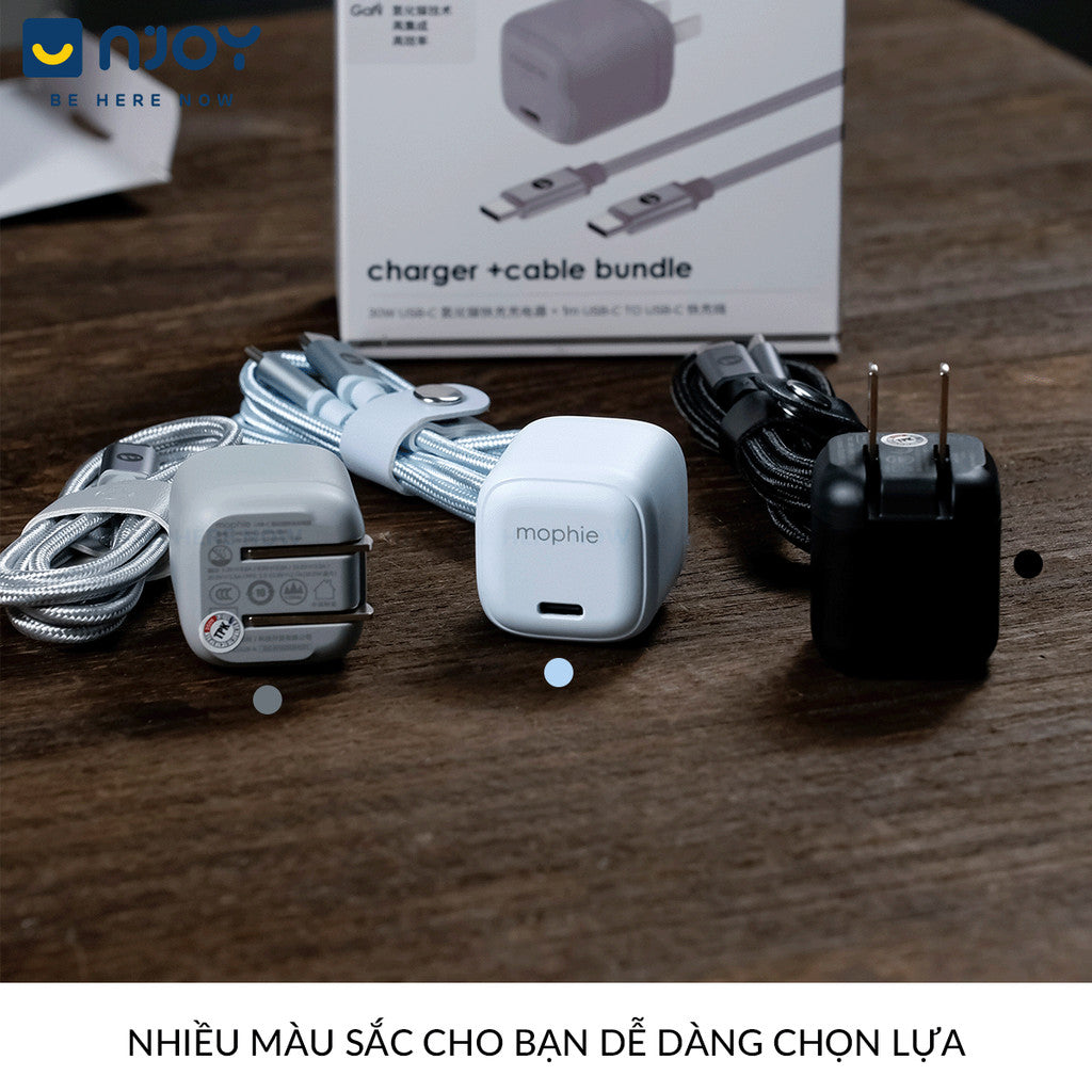 Bộ Cáp Sạc Mophie 30W Cao Cấp Chip GaN Tản Nhiệt Cho Điện Thoại iPhone 17 Pro Max 16 15 iPad Macbook
