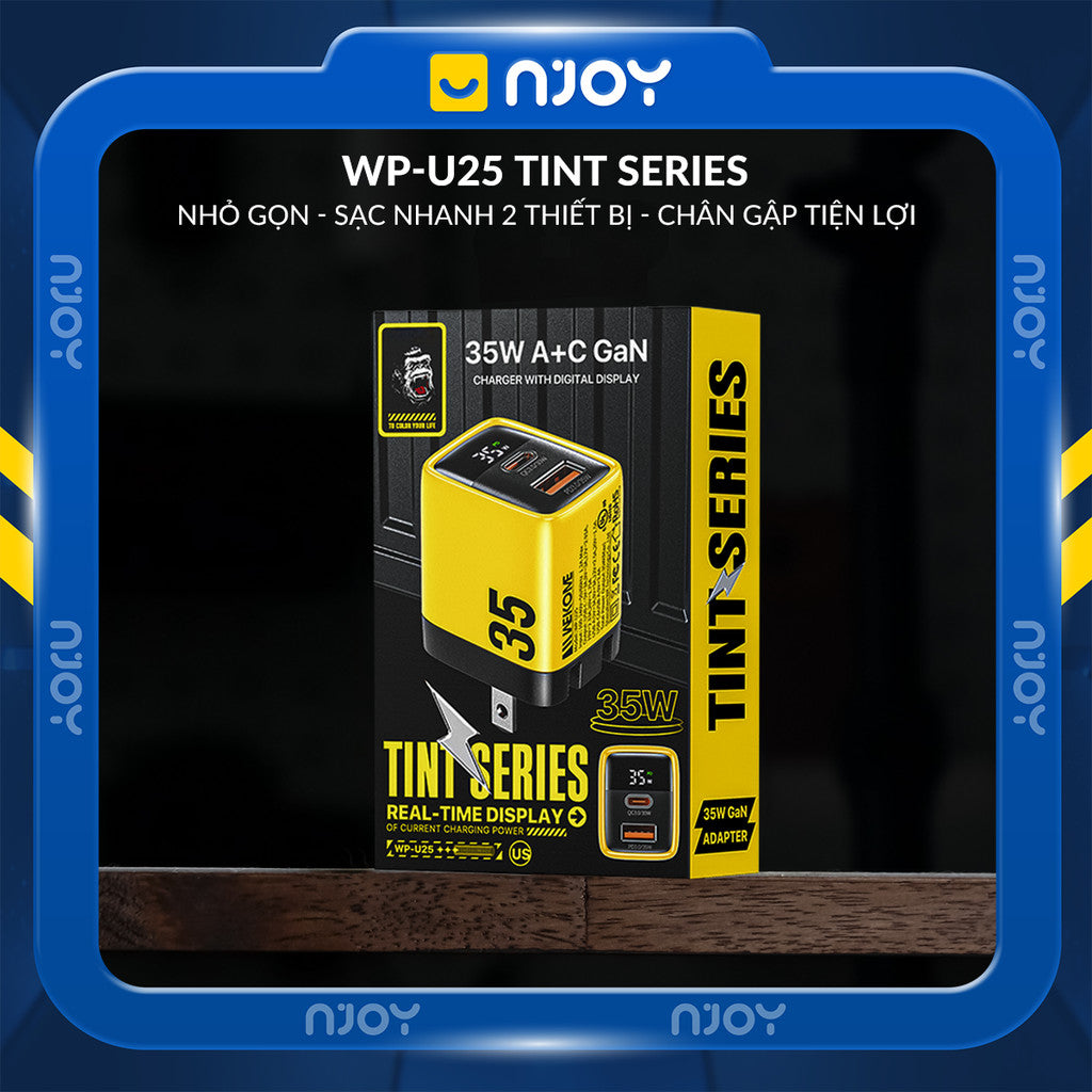 Củ Sạc Wekome 35W 2 Cổng Sạc Type C USB Sạc Nhanh QC3.0 PD3.0 FCP Cho Điện Thoại iPhone iPad Macbook