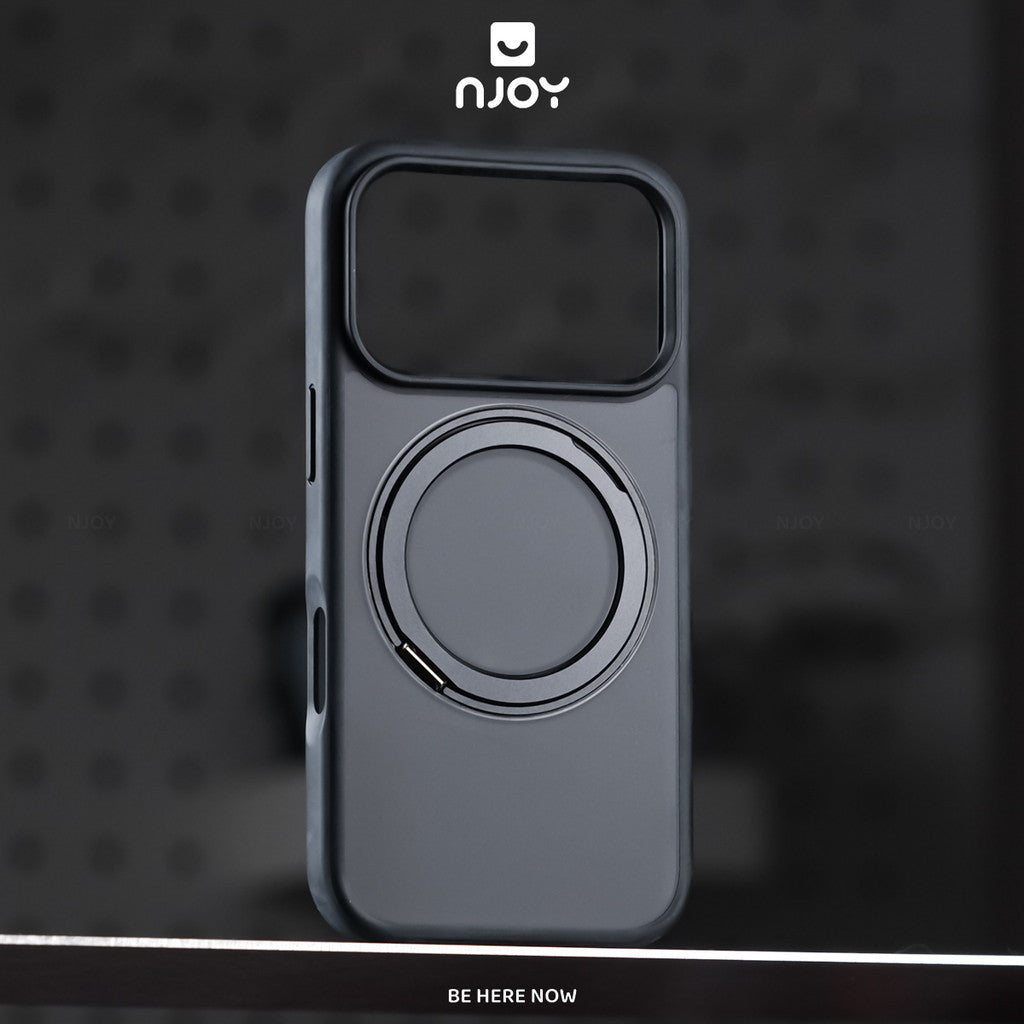 Ốp Nhám Chống Vân Tay Có Giá Đỡ Xoay 360 Độ Sạc Không Dây Cho Điện Thoại iPhone 18 Pro Max 17 16 15 14