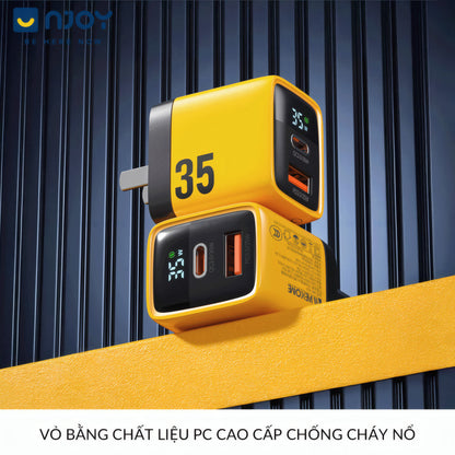 Củ Sạc Wekome 35W 2 Cổng Sạc Type C USB Sạc Nhanh QC3.0 PD3.0 FCP Cho Điện Thoại iPhone iPad Macbook