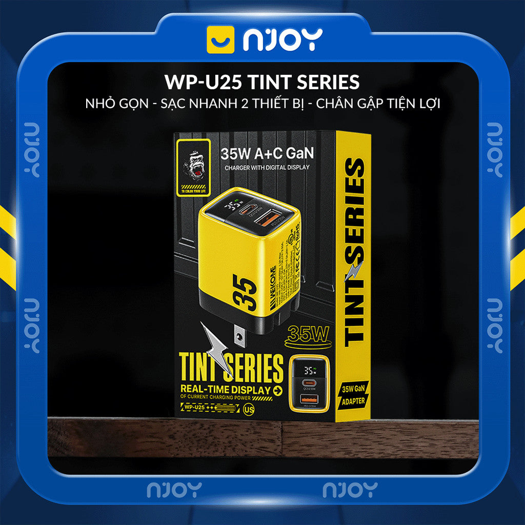 Củ Sạc Wekome 35W 2 Cổng Sạc Type C USB Sạc Nhanh QC3.0 PD3.0 FCP Cho Điện Thoại iPhone iPad Macbook