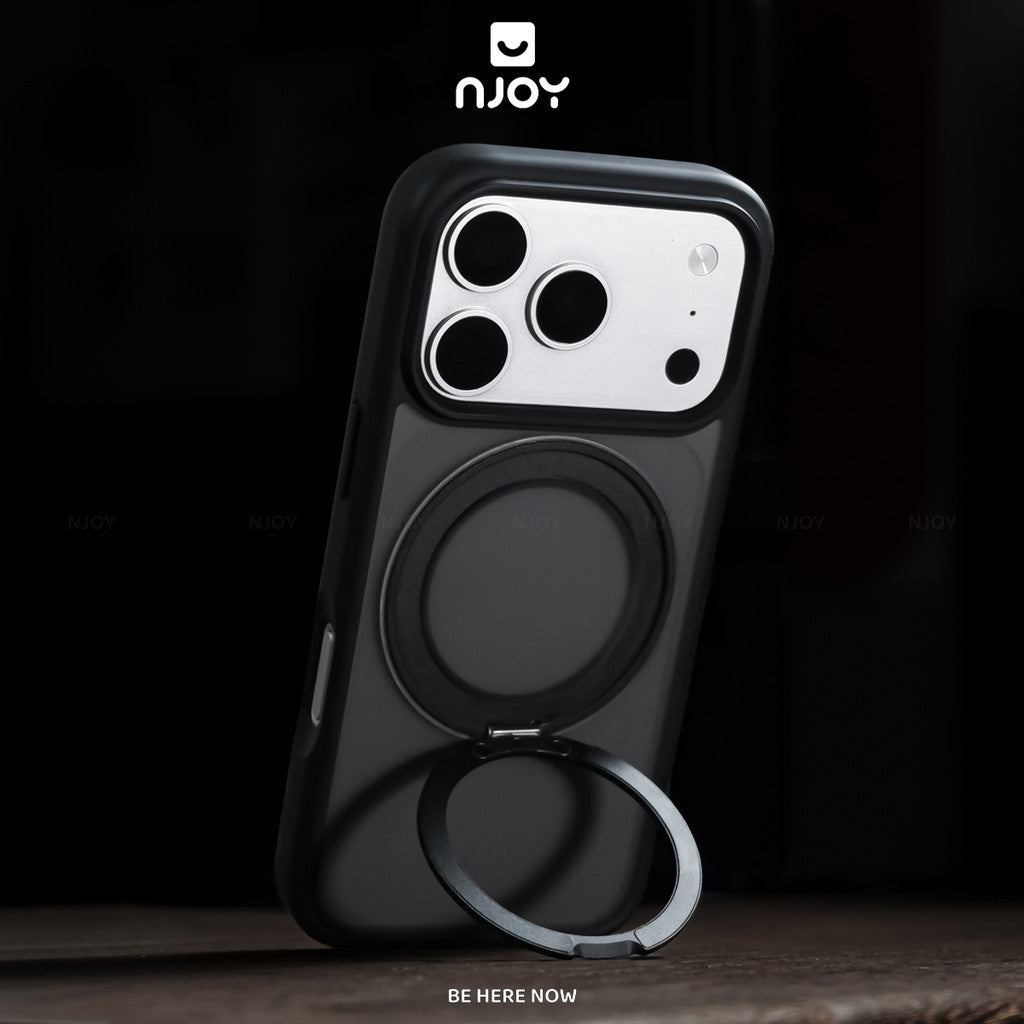 Ốp Nhám Chống Vân Tay Có Giá Đỡ Xoay 360 Độ Sạc Không Dây Cho Điện Thoại iPhone 18 Pro Max 17 16 15 14