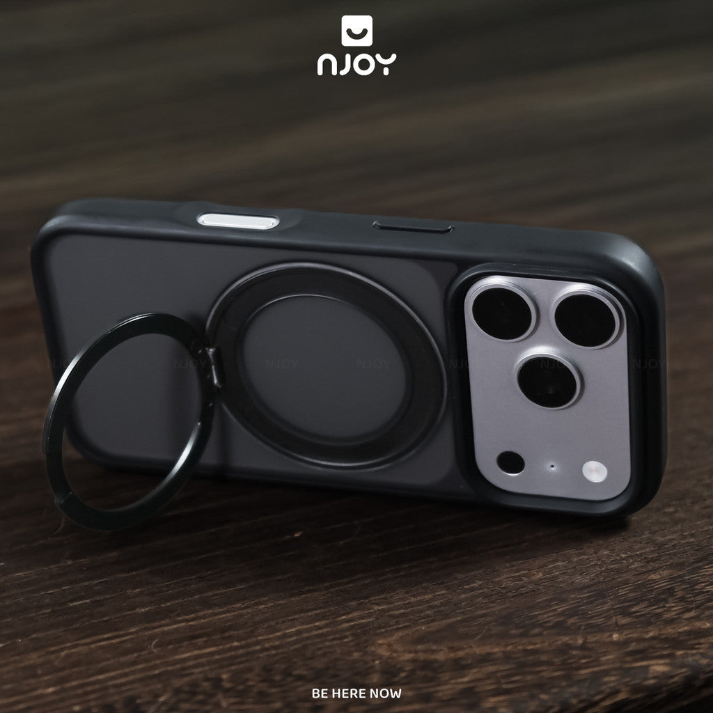 Ốp Nhám Chống Vân Tay Có Giá Đỡ Xoay 360 Độ Sạc Không Dây Cho Điện Thoại iPhone 18 Pro Max 17 16 15 14