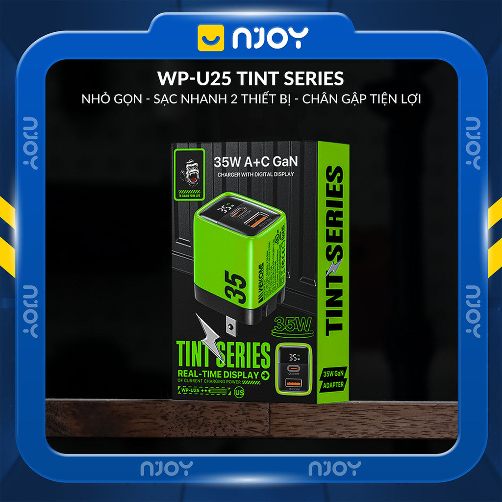 Củ Sạc Wekome 35W 2 Cổng Sạc Type C USB Sạc Nhanh QC3.0 PD3.0 FCP Cho Điện Thoại iPhone iPad Macbook