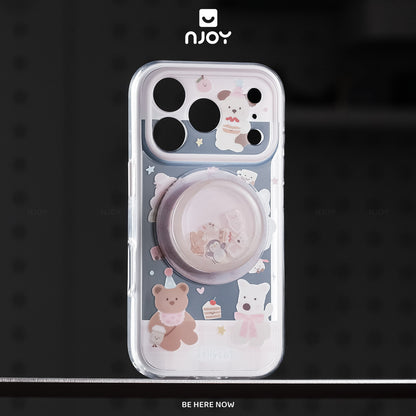 Ốp In Hình Thú Cưng Chim Cánh Cụt Heo Gấu Có Giá Đỡ iRing Cho Điện Thoại iPhone 17 Pro Max 16 15 14