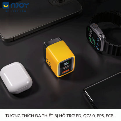 Củ Sạc Wekome 35W 2 Cổng Sạc Type C USB Sạc Nhanh QC3.0 PD3.0 FCP Cho Điện Thoại iPhone iPad Macbook