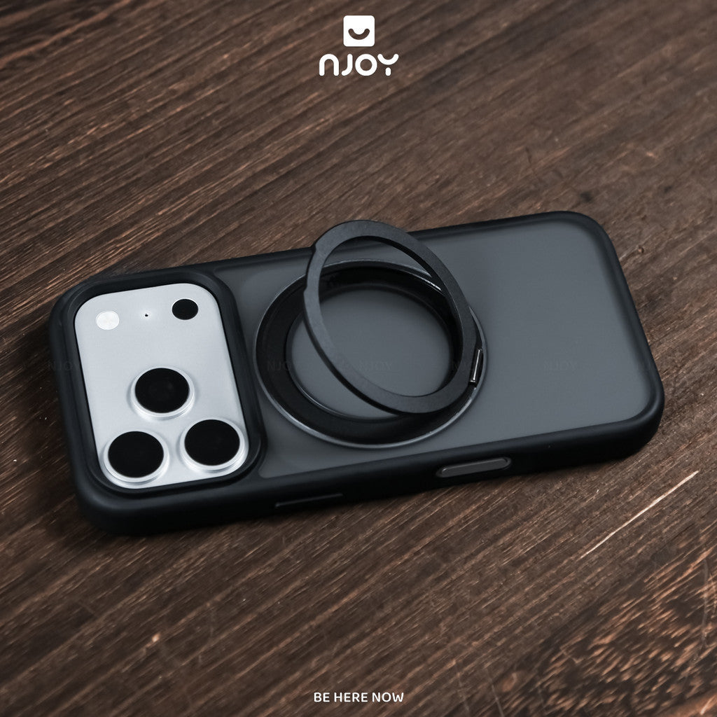 Ốp Nhám Chống Vân Tay Có Giá Đỡ Xoay 360 Độ Sạc Không Dây Cho Điện Thoại iPhone 18 Pro Max 17 16 15 14