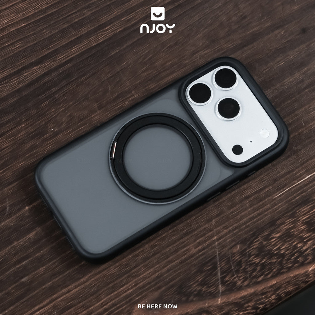 Ốp Nhám Chống Vân Tay Có Giá Đỡ Xoay 360 Độ Sạc Không Dây Cho Điện Thoại iPhone 18 Pro Max 17 16 15 14
