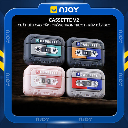 Ốp In Hình Máy Nghe Nhạc Cassette Cổ Điển Retro Kèm Dây Đeo Cho Airpods Pro 3 2 Airpods 4
