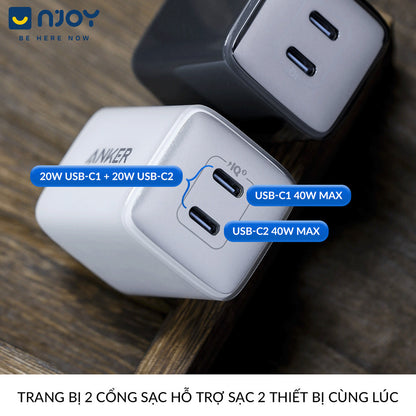 Củ Sạc 2 Cổng Anker Nano Pro 40W Type C Nhỏ Gọn Cho iPhone iPad Airpods Samsung Xiaomi