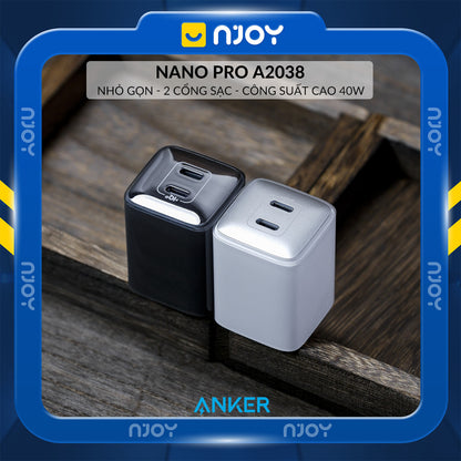Củ Sạc 2 Cổng Anker Nano Pro 40W Type C Nhỏ Gọn Cho iPhone iPad Airpods Samsung Xiaomi