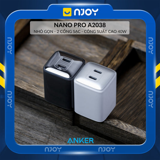 Củ Sạc 2 Cổng Anker Nano Pro 40W Type C Nhỏ Gọn Cho iPhone iPad Airpods Samsung Xiaomi