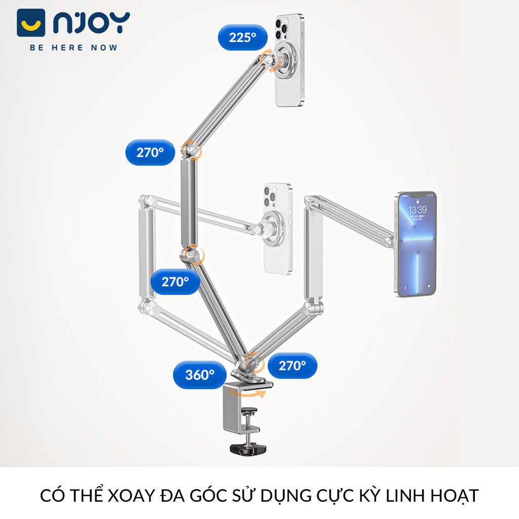 Giá Đỡ Điện Thoại Boneruy Z67 Hít Từ Tính Hợp Kim Nhôm Cao Cấp Độ Cao 50cm Xoay 360 Độ Ổn Định