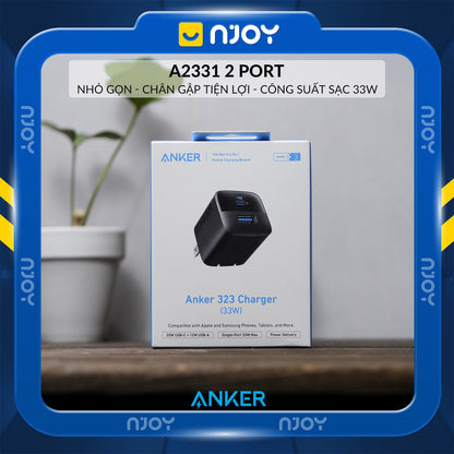Củ Sạc Anker 2 Cổng Sạc Usb Type C Công Suất 33W Nhỏ Gọn Có Thể Gấp Gọn Cho iPhone iPad Airpods
