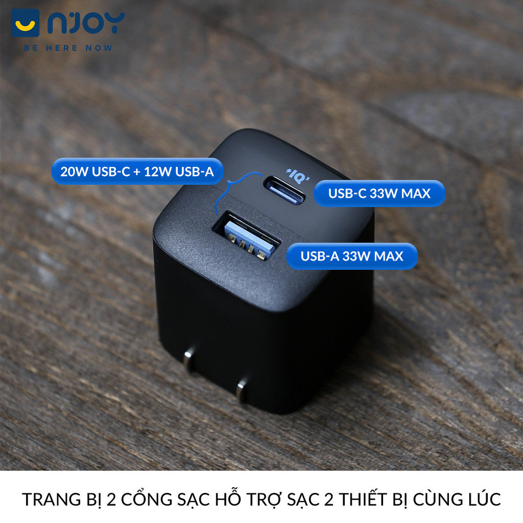 Củ Sạc Anker 2 Cổng Sạc Usb Type C Công Suất 33W Nhỏ Gọn Có Thể Gấp Gọn Cho iPhone iPad Airpods