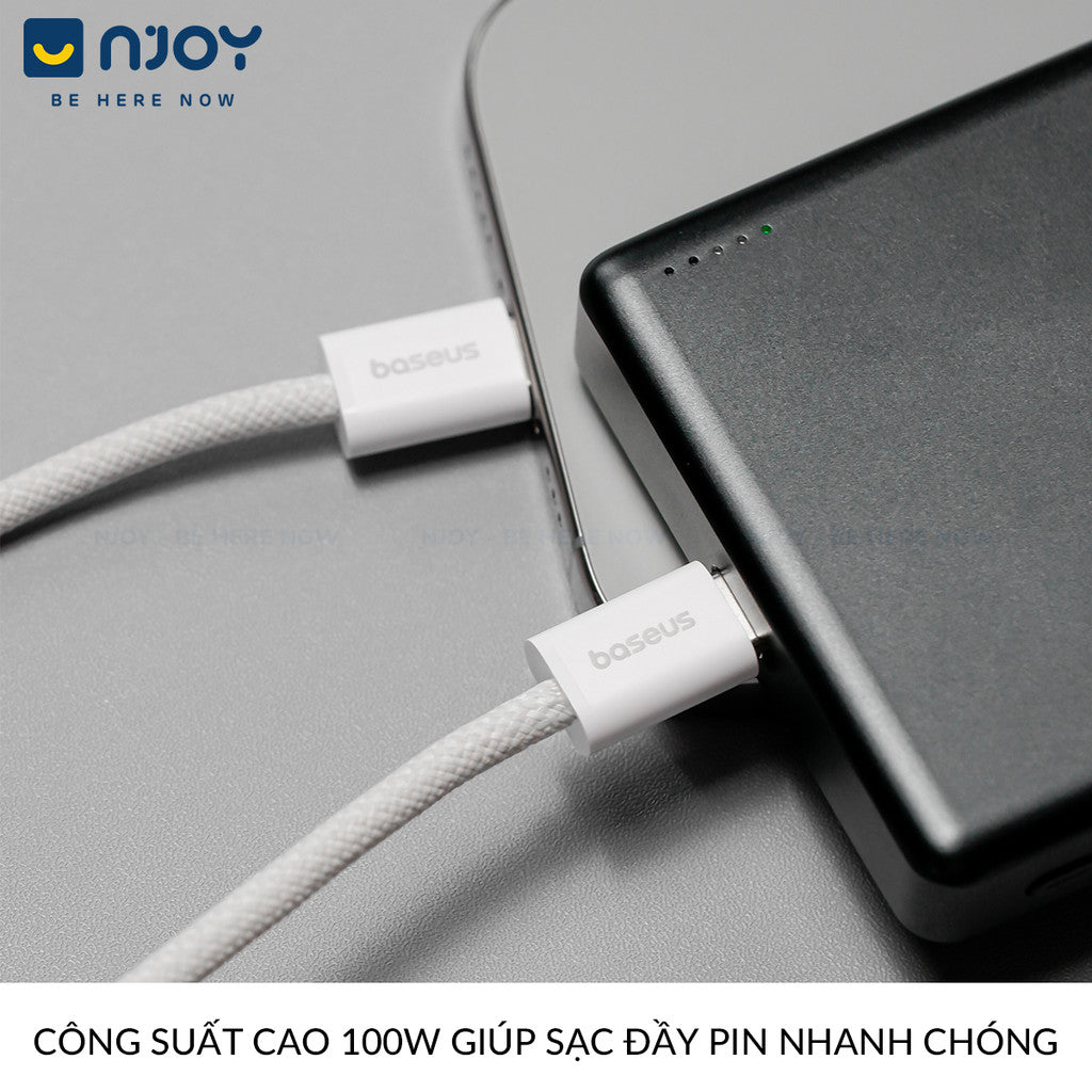 Dây Cáp Sạc Baseus PD 100W Type C To Type C Bện Nylon Cho Điện Thoại iPhone Laptop Macbook iPad