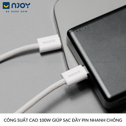 Dây Cáp Sạc Baseus PD 100W Type C To Type C Bện Nylon Cho Điện Thoại iPhone Laptop Macbook iPad