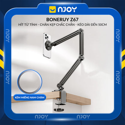 Giá Đỡ Điện Thoại Boneruy Z67 Hít Từ Tính Hợp Kim Nhôm Cao Cấp Độ Cao 50cm Xoay 360 Độ Ổn Định