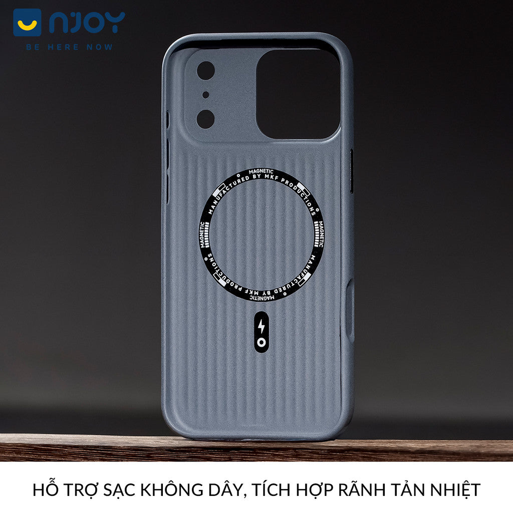 Ốp Nhám Nhựa Tái Chế Sạc Magsafe Nút Bấm Kim Loại Cho Điện Thoại iPhone 17 Pro Max 16 15