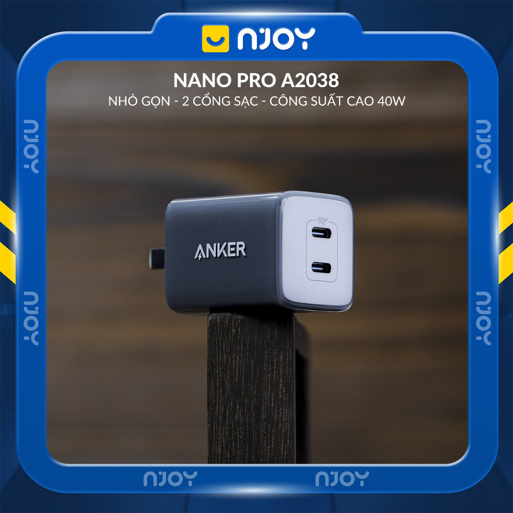 Củ Sạc 2 Cổng Anker Nano Pro 40W Type C Nhỏ Gọn Cho iPhone iPad Airpods Samsung Xiaomi